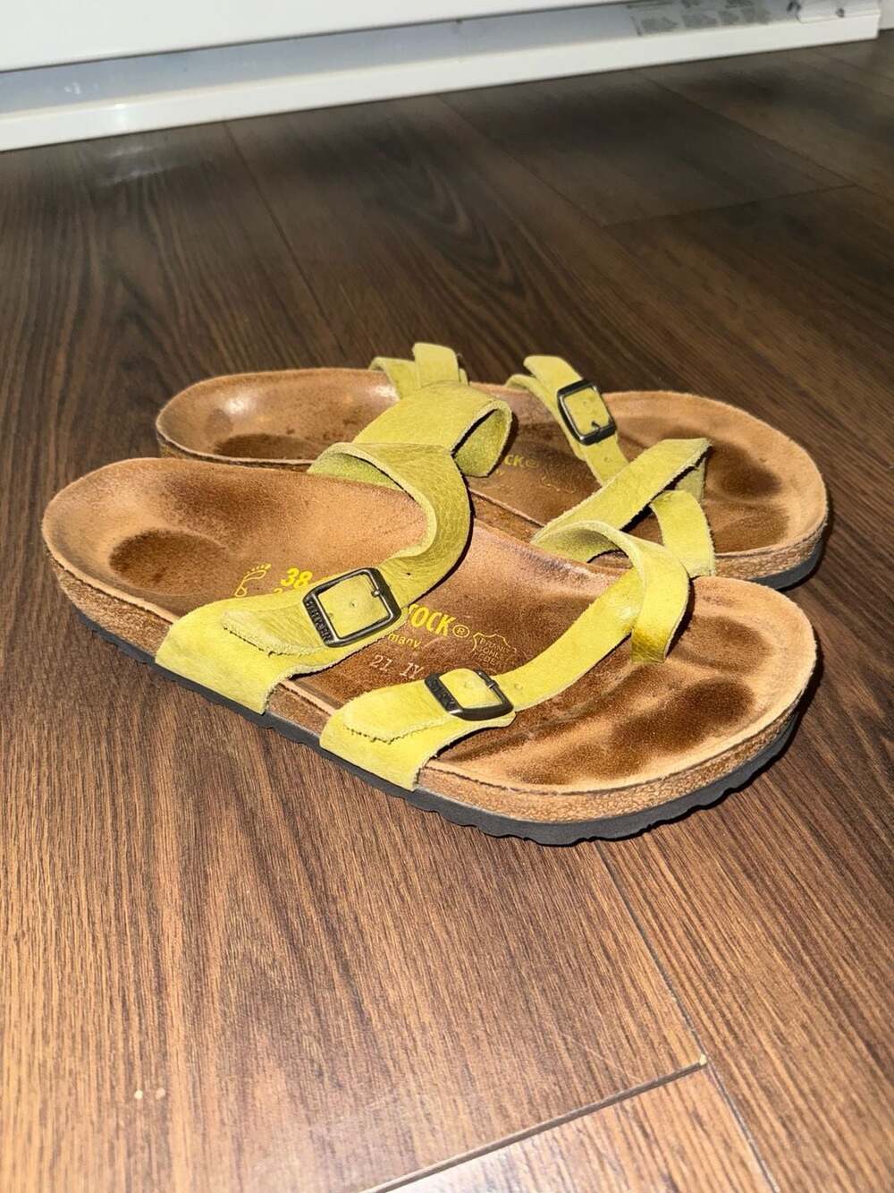 Birkenstock Mayari Sandals Size 38 Yellow Leather